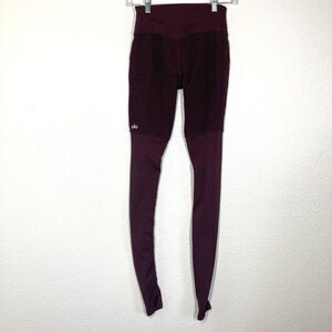 Alo Yoga Leggings Womens Small Red Burgandy High Waist Ribbed Yoga Gym